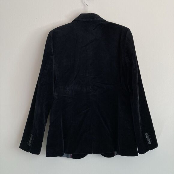 J. Crew Womens Black Velvet Blazer Size 6 Cotton Preppy Career Academia Classic - Picture 6 of 11